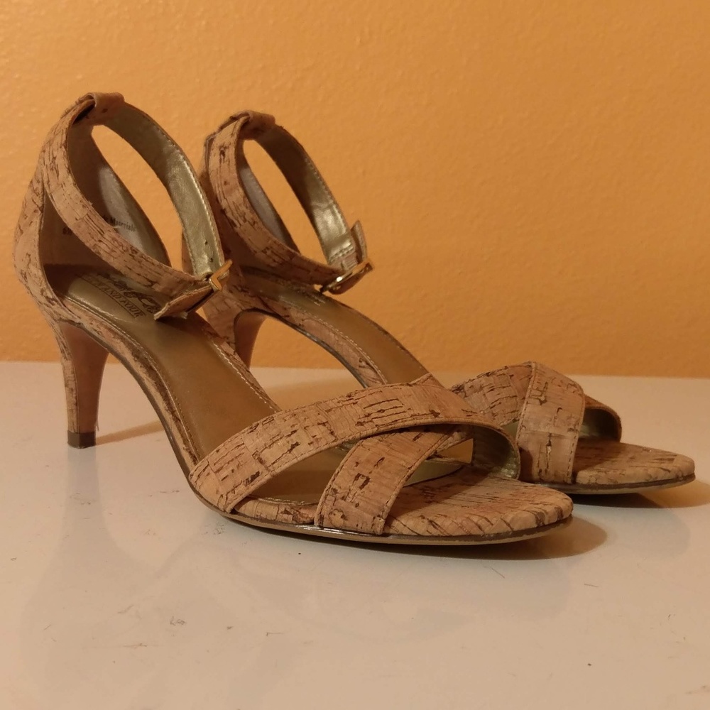 Coach and Four Cork Ankle Strap Heels